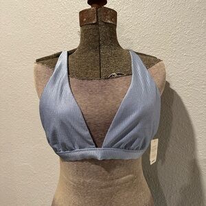 NWT Aerie Light Blue Ribbed Bikini Top – Size Large